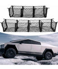Three Compartment Hammock Cargo Net For Tesla Cybertruck 2024 Plus Trucks, heavy-duty mesh, size 110x30x30 cm for organized storage.