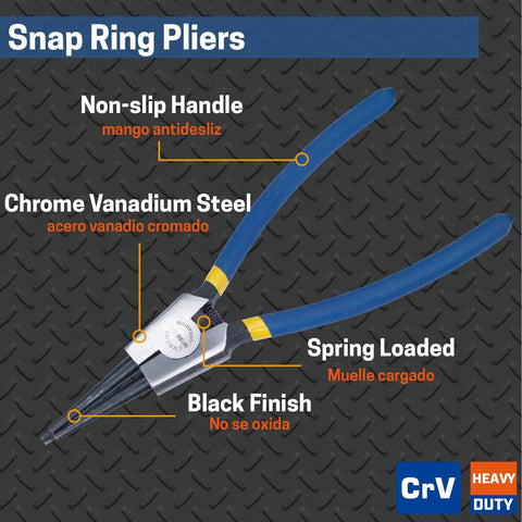 7 Inch External Snap Ring Pliers Heavy Duty Circlip Pliers For Removing And Installing Retaining Rings With Straight Jaw Cr V Steel Pro Grade Tool For Shafts And Bore Holes