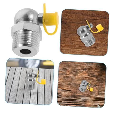 90 Degree Stainless Steel Grease Nozzle Kit With Angled Fittings, Heavy Duty Pro Grade Grease Fitting Tool Set for injection.