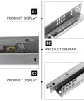 Heavy Duty Drawer Slide Rails 2-Piece Set in cold rolled steel close-up views with silent glides and hidden damping features