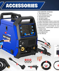 Six In One 250 Amp MIG Welder Workhorse for Aluminum and Steel Dual Voltage 110 and 220 Volt Portable Welding Machine with accessories