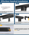 Step-by-step installation guide for Heavy Duty 10 Ft Black Aluminum Handrails 4 Pack Slick Rectangular Flat Top Rails.