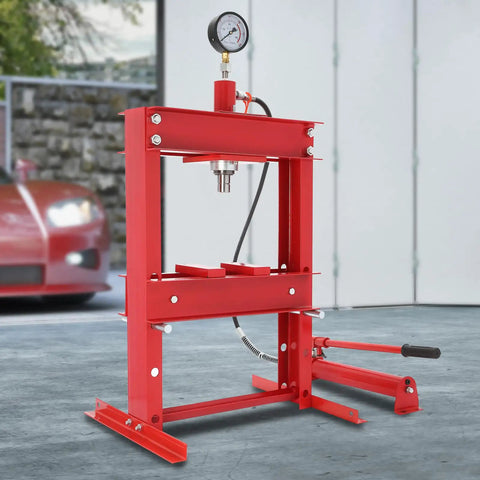 10 Ton Hydraulic Benchtop Press With Gauge For Basement Workshops H Frame Shop Press Adjustable Bench Top Hydraulic Press