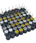 10 Pack 1/64 Diecast Car Wheels And Tires Set With Mixed Rubber Tires For Custom 1/64 Models Premium Smooth Rubber 28mm Axle