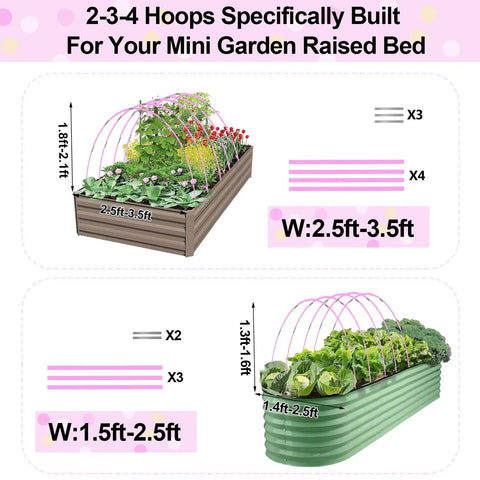20 Piece Garden Hoop Kit For 1 To 3.5 Ft Wide Raised Beds Flexible Fiberglass Rods Easy Setup 5 Sets Of 5.6 Ft Raised Planter Box Starter Mini Greenhouse For Row Covers Netting And Frost Protection