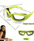 Tear Free Onion Goggles For Kitchen Cooking And Pepper Chopping With Anti Fog Lenses and Ultra Light Frame For Zero Cry Time Kitchen Work And Crystal Clear Vision Protection Gear Green with dimensions.