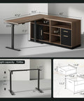 Extra Large Electric Standing Desk 114 Inch Wide With Two Spacious File Cabinets detailed dimensions and features.