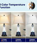 Set Of 2 Modern Ceramic Table Lamps With Touch Control showcasing 2700K warm, 4000K natural, and 5000K daylight lighting options