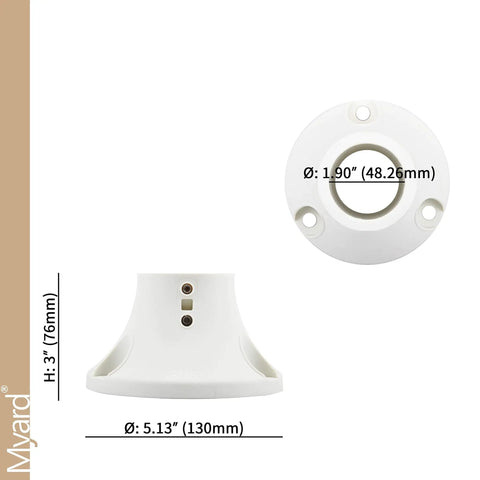 Surface Mount Base Anchor Flange For 1.9 Inch Pool Rail And Handrail Ladder To Concrete Or Wood Deck Ivory White 3 Inch Base