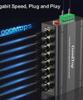 8 Port Rugged Gigabit Industrial Switch With DIN Rail Mount Unmanaged Ethernet Network Switch 10 100 1000 Mbps side view