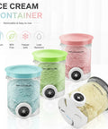 4 Pack Creami Swirl Pints With Lids For Ninja NC700 NC701 NC701C Series displayed with colorful lids and ice cream inside.