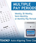 Heavy Duty Small Business Time Clock Bundle With Ivory Shell And Auto Aligning Tech For Dead Simple Crew Attendance Tracking And Payroll Ready Six Column Cards with calendar and clock.