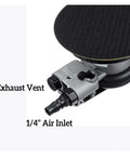 Close-up of exhaust vent and 1/4" air inlet on Beast Pro Grade 10000 RPM Pneumatic Orbital Sander Polisher 5 Inch Random Orbit Tool