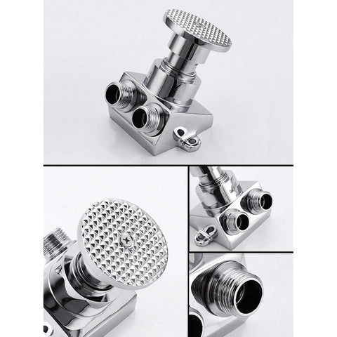 Foot Pump Faucet Kit - Hands-Free Foot Control Kitchen Tap with chrome finish and dual water inlet for easy operation.