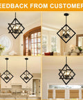 Modern Eighteen Inch Black Chandelier Four Light Industrial Pendant Effortless Setup For Dining Room And Kitchen Island view in stylish interiors.