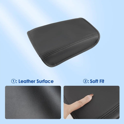 Center Console Cover With Waterproof Leather Armrest Pad For Hyundai Tucson 2022 2026 SE SEL XRT N Line Limited, cushioned comfort, black leather