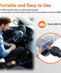 Man using Go To Car Diagnostic Tool With 50,000 DTC Library That Reads And Clears Engine Codes For Cars 1996 And Newer in car