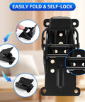 Heavy Duty Folding Brackets 4 Pack With Screws, Self Locking Steel Hinges For Table Legs showing folding mechanism and locking features.