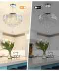 Glam Crystal Chandelier Pendant Light, 19.7 Inch Teardrop Crystal Drops, 6 Lights on in kitchen, convertible to semi flush mount
