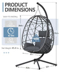 Outdoor Hanging Egg Chair With Stand Wicker Rattan Swing Chair With Cushioned Comfort Heavy Duty Patio Hammock dimensions