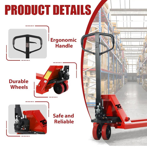 Heavy Duty Manual Pallet Jack With 6600 Lb Capacity Built Tough For Warehouse Grind Featuring 27 X 48 Inch Forks Polyurethane Wheels Comfort Grip Handles And Oil Leak Proof Hydraulics
