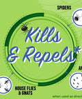 Natural Peppermint Bug Spray For Dogs And Cats Kickin Fleas And Ticks Away image showing kills & repels text with spiders, ants, house flies, and gnats.