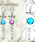 Two Piece Gazing Ball Spiral Tail Wind Spinner Stabilizer Set For Indoor Outdoor Hanging Stainless Steel Garden Decor With Hanging Swivel Hook Glass Balls In Purple And Dark Blue For A Fresh Yard Vibe, 18cm