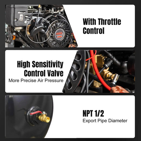 Heavy Duty Gas Piston Air Compressor 13HP 44CFM 30 Gal Tank 125PSI For Industrial Use Reliable Power And Efficiency