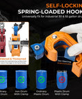 Upgraded Chain Drum Lifter 1 Ton Loading Capacity For 55 Gallon Drums With Forklift Hoist Crane Double Hooks And Chains