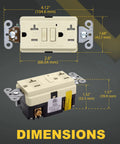 Dimensions of 10 Pack 20A GFCI Outlets With LED Indicator Self Test Ground Fault Circuit Interrupter Duplex Receptacles.