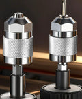 Hex Shank Drill Chuck Adapter With Three Jaw Chuck Converter Power Tool Attachment For A Snug Grip And Secure Accessory Holding Knurled Finish For Easy Drive And Maintenance Tasks, close-up metal adapter