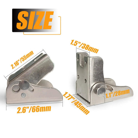 Built Tough 90 Degree Auto Locking Folding Bracket For Tables And Beds Nickel Plated Steel Hinge with size dimensions