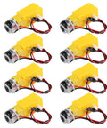 8 pack TT DC gearbox motors for Arduino robots, versatile for DIY projects, durable materials, easy installation, 200RPM, 0.8kgcm torque.