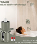 Pressure Balanced Shower Cartridge 9740420 Replacement For Pfister 0X8 JX8 VB8 JV8 Legacy Tub And Shower Valves in a bathroom setup