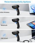 All In One 1D And 2D Barcode Scanner With Bluetooth USB Wired And 2.4G Wireless 3 In 1 for Windows Android iOS connectivity options