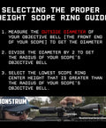 Guide on selecting proper height scope rings; includes steps and measurement details with image of a scope for 11mm Dovetail Scope Rings For Air Rifles And Pistols 1 Inch Diameter 1.50 Inch Center Height Not For Weaver Or Picatinny Clamp On Mount Built To Last And Ready For Quick Tight Shots.