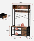 Rustic Brown Hall Tree With Bench And Shoe Storage Freestanding Coat Rack With Two Tier Shelf Six In One Entryway Organizer Featuring 12 Hooks 3 Drawers And Holds 200 Lb For Shoes And Coats Front Door Space Saver Clutter Free Entrance