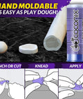 Tile And Stone Repair Kit For Fixing Cracks Chips And Scratches On Bathtubs Tiles Floors Walls And Counters With Kneadable Putty Easy To Use All In One Home Repair Solution showing kneadable putty and application steps.