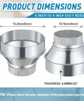 6 Inch To 4 Inch Duct Reducer Galvanized Steel Air Duct Adapter dimensions with smooth transition and crimped connectors