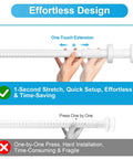 Extra Long No Drill Tension Curtain Rod with one-touch extension and easy setup for quick installation.