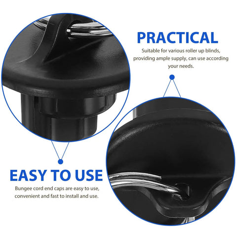 Cool Black Bungee End Caps for Deck Sunblinds And Roller Shades Fits 8 Pack With Snug Plug Install For Smart Patio Shade Systems That Stay Secure And Look Totally Fresh Without Looking Cheap Or Flimsy. black plastic end cap on bungee cord for roller shade