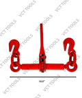 Four Pack Ratchet Chain Binders Beefy Heavy Duty 1/4 To 5/16 Inch Load Binders, red color, forged steel handle, size 10.5 inches.
