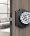 Three Pack Crystal Door Knobs With Lock Glass Privacy Knobs Matte Black Vintage Diamond Glass Door Knob Set for bedroom interior