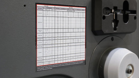 Tooling specifications sheet for Top Notch Benchtop Drill Press 1.5 HP 110V With Touch Screen Smart Panel and Precision Depth Control.