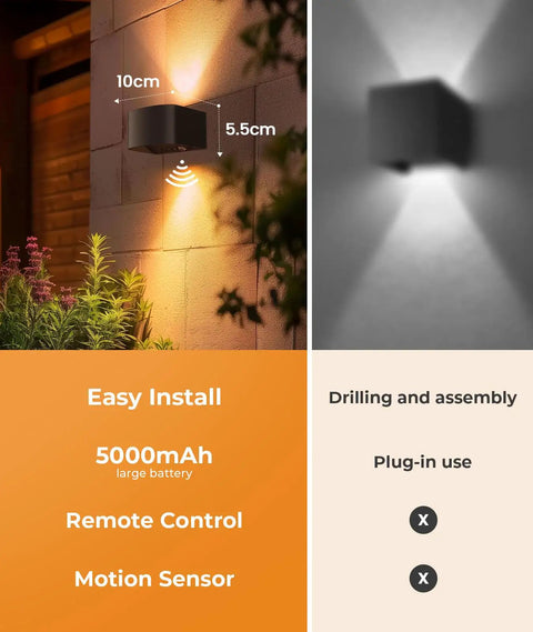 4 Pack Motion Sensor Wall Lamps With Remote, Three Color Modes, Wireless LED Indoor Up And Down Wall Sconce, installed on wall
