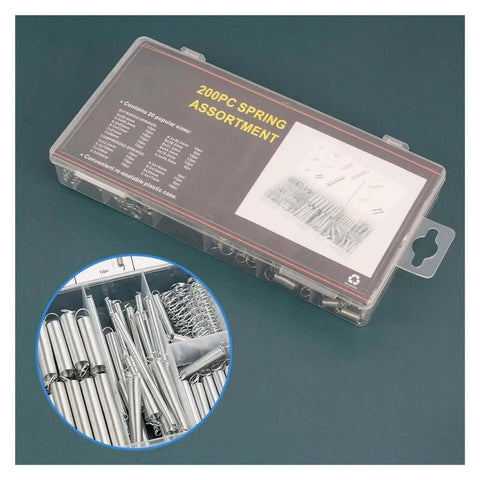 Heavy Duty 200 Pcs Spring Assortment Kit With 20 Size Galvanized Compression Springs For Home Repairs Furniture Fixes And Tough Mechanical Jobs Rust Proof Storage Case Included in clear plastic case