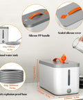 Premium Handheld Steam Cleaner For Crushing Gnarly Messes Off Tile Floors Kitchen Counters Car Interiors And Stubborn Bathroom Residue Quick Heat Up White with silicone handle, visual water tank, and explosion-proof hose.