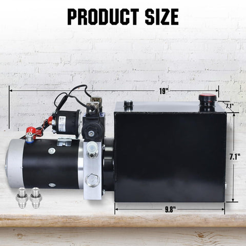 Beefy 12V Hydraulic Pump For Dump Trailers And DIY Hydraulic Systems, 8 Quart Oil Tank, Electric Power Unit, Double Acting, 3200 PSI High Pressure, Heavy Duty Lift For Dump Beds And Construction Projects