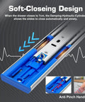 Heavy Duty 24 Inch Drawer Slides Full Extension Soft Close Ball Bearing Side Mount Runners For Cabinets And Tool Boxes 200 Lb Capacity showing hydraulic soft-close design.