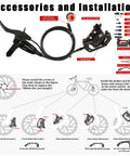 Installation guide for Heavy Duty 4 Piston Hydraulic Brakes For Electric Bike with 2-pin connectors and 180mm rotor.